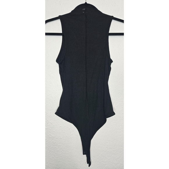 BP Womens Front Seam Bodysuit Small Black Ribbed Knit Sleeveless Funnel Neck Top - Picture 8 of 13